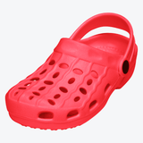Rote Kinder Clogs mit rutschfester Sohle und Belüftungslöchern – bequeme und leichte Gartenschuhe für Jungen und Mädchen, ideal für Sommer und Wasseraktivitäten.