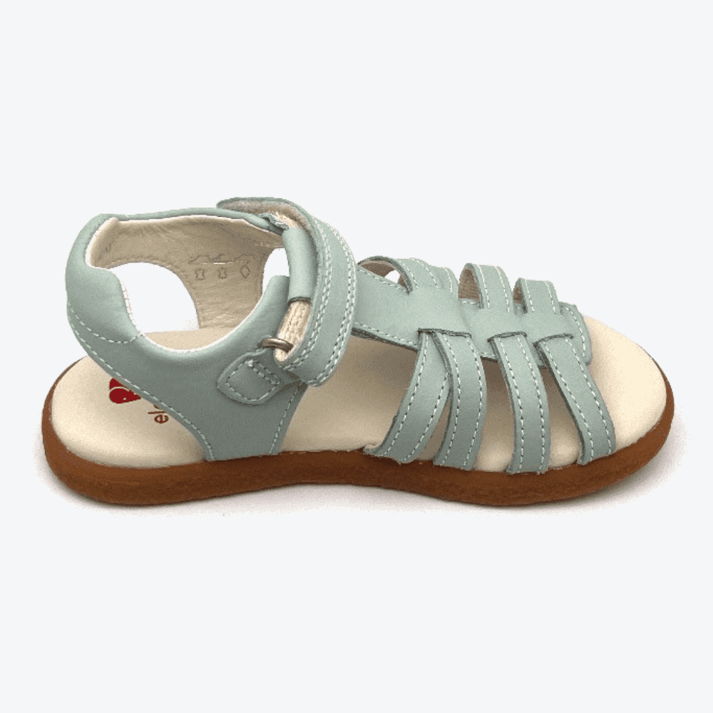 Rrechtsseitige Ansicht der Elefanten-CatCresiBuzious-Kindersandalen in Größe 25, in der Farbe Türkis