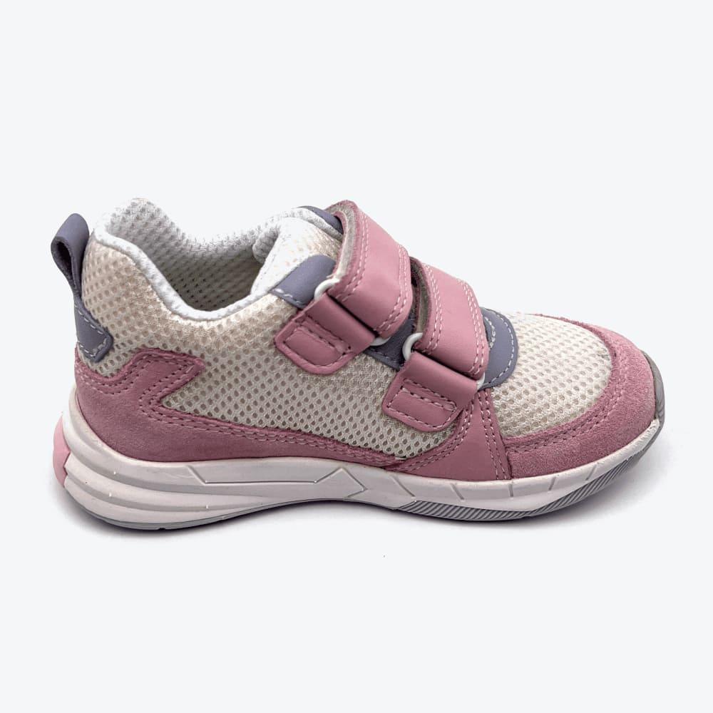 Auf der rechten Seite sehen Sie die Elefanten Klettschuhe Criss Corrado Emma in der Größe 24, präsentiert in der bezaubernden Farbkombination von Weiß und Rosa.