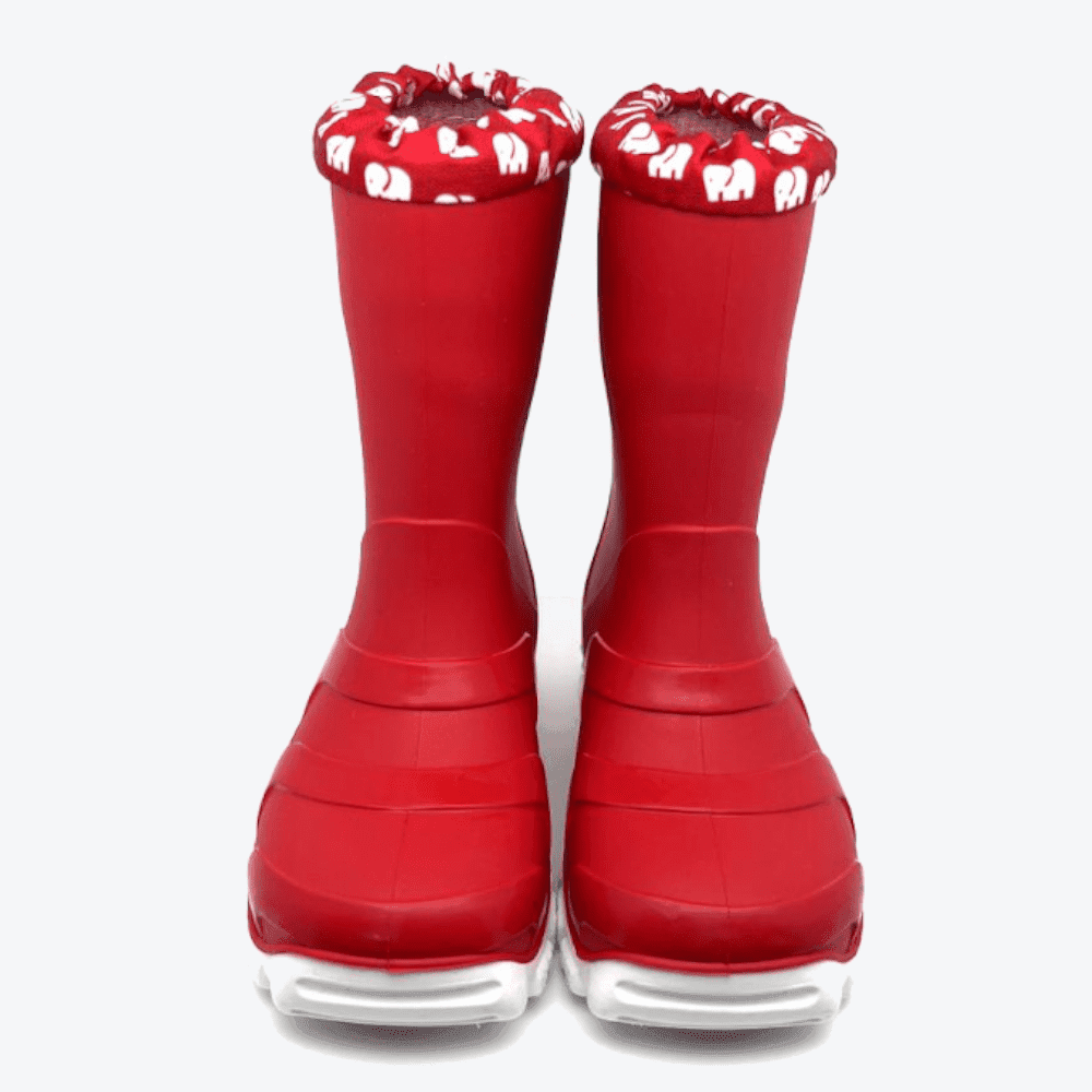 Frontansicht der knallroten Elefanten JellyJesna Gummistiefel in Größe 22