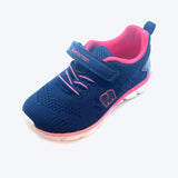 Elefanten Mädchensneaker Teja Tita in Blau und Rosa – seitliche Ansicht mit Klettverschluss, elastischer Schnürung und Elefanten-Logo