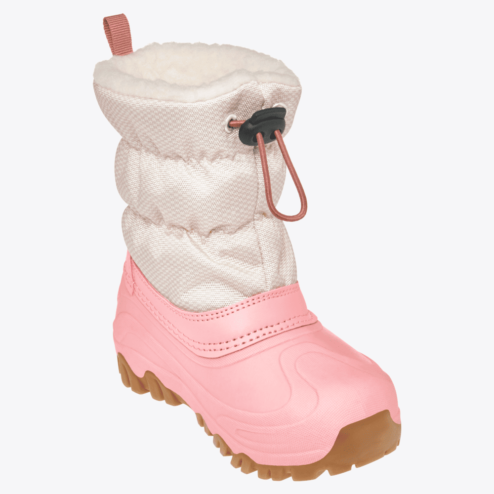 Playshoes Winterstiefel - Winter-Bootie Uni - Rosa, warm gefütterter Schneestiefel für Mädchen mit verstärktem Zehen- und Fersenbereich, schräge 30-Grad-Ansicht