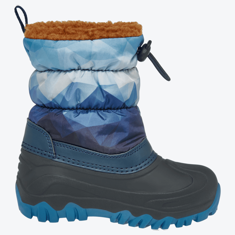 Playshoes Winterstiefel - Winter-Bootie Berge - Blau, robuster Kinder Winter-Bootie mit Profilsohle, Seitenansicht rechts